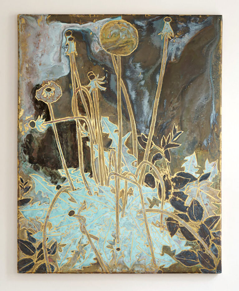 Eva Louise Buus.Ukrudt.Syrer på messing.116x92cm